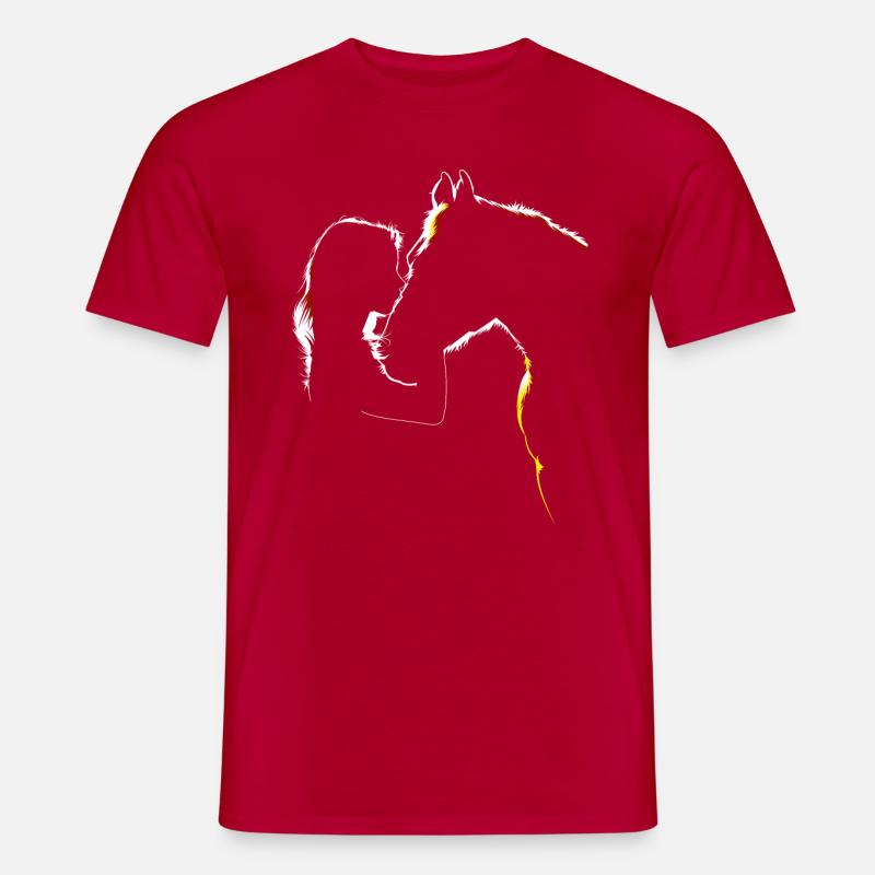 Pferd Mädchen Silhouette - Männer T-Shirt - Rot
