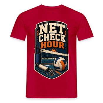 NET CHECK HOUR - Men's T-Shirt - red - Front - AI Model Male 178 dark (178cm)