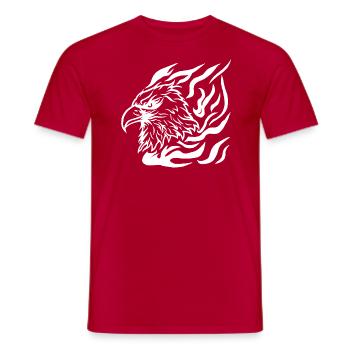 Tête d’aigle avec style de tatouage de flamme - T-shirt homme - rouge - Devant - AI Model Male 178 dark (178cm)