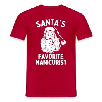 Santas favorite Manicurist funny christmas saying - Men's T-Shirt - red - Front - AI Model Male 178 dark (178cm)
