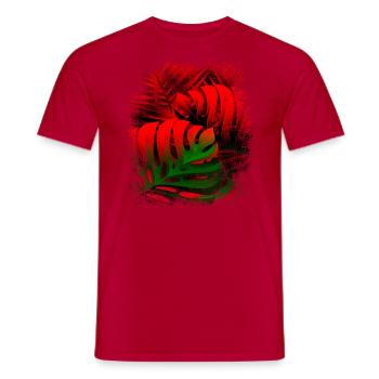 Muster mit Pflanzen Monstera Farn Blätter rot grün - Männer T-Shirt - Rot - Vorne - AI Model Male 178 dark (178cm)