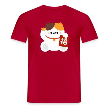 Bonne Année Chinoise - Fortune Cat - T-shirt homme - rouge - Devant - AI Model Male 178 dark (178cm)