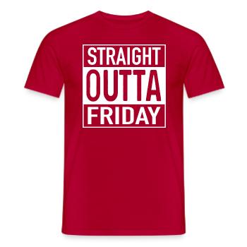 Straight OUTTA Vendredi - T-shirt homme - rouge - Devant - AI Model Male 178 dark (178cm)