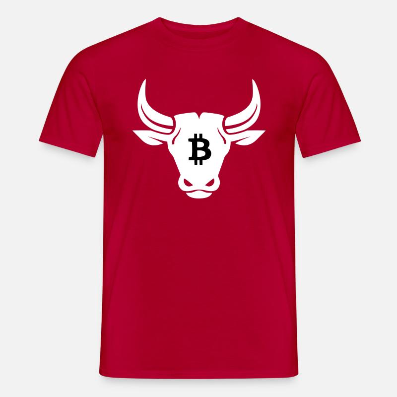 Bitcoin Krypto Bull Logo - Männer T-Shirt - Rot