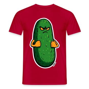 Grumpy Pickle Mascot - Men's T-Shirt - red - Front - AI Model Male 178 dark (178cm)