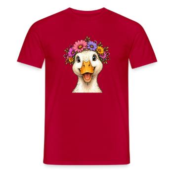 Canard décoré de fleurs - T-shirt homme - rouge - Devant - AI Model Male 178 dark (178cm)