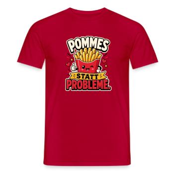 French fries instead of problems - Men's T-Shirt - red - Front - AI Model Male 178 dark (178cm)
