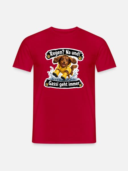 Regen? Na und! – Gassi geht immer - Männer T-Shirt - Rot