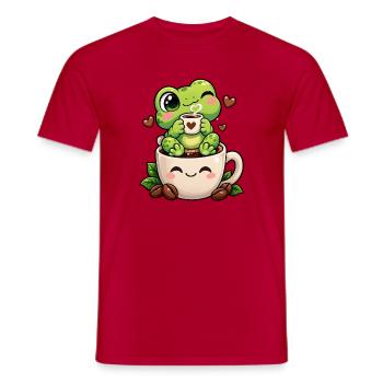 Kawaii Kaffeemaschine Frosch - Männer T-Shirt - Rot - Vorne - AI Model Male 178 dark (178cm)