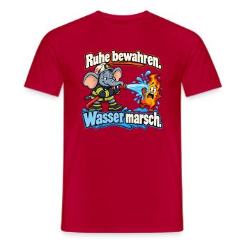Feuerwehr-Elefant – Ruhe bewahren, Wasser marsch - Männer T-Shirt - Rot - Vorne - AI Model Male 178 dark (178cm)