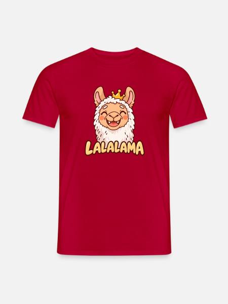 LALALAMA – Grinsendes Lama mit Krone - Männer T-Shirt - Rot