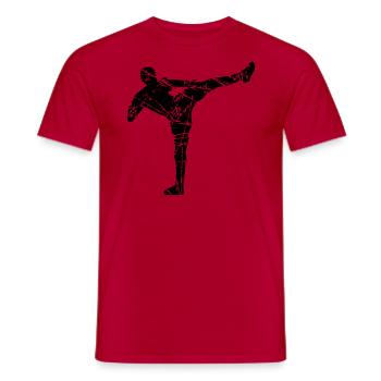 cracks scratch kickboxer kickboxing karate judo kamp - Men's T-Shirt - red - Front - AI Model Male 178 dark (178cm)