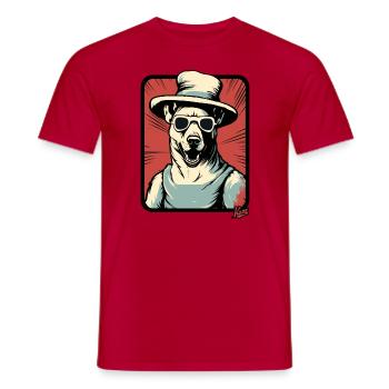 Cool dog with a big hat - Men's T-Shirt - red - Front - AI Model Male 178 dark (178cm)