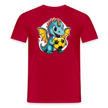 01 Baby Drache mit Fußball lustig Kinderbild - Männer T-Shirt - Rot - Vorne - AI Model Male 178 dark (178cm)