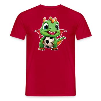 02 Baby Drache mit Fussball Kinderbild lustig - Männer T-Shirt - Rot - Vorne - AI Model Male 178 dark (178cm)