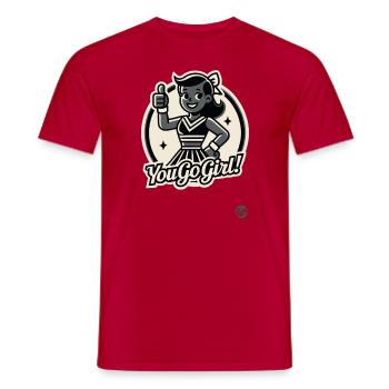 You Go Girl: Cheerleader Daumen Hoch - Männer T-Shirt - Rot - Vorne - AI Model Male 178 dark (178cm)