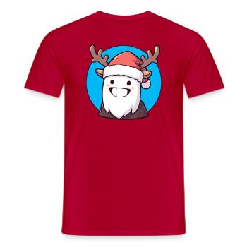 Weihnachts-Yeti mit Geweih und Weihnachtsmütze - Männer T-Shirt - Rot - Vorne - AI Model Male 178 dark (178cm)
