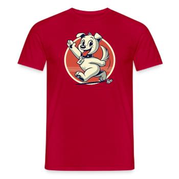 Retro cartoon dog walks by - Men's T-Shirt - red - Front - AI Model Male 178 dark (178cm)