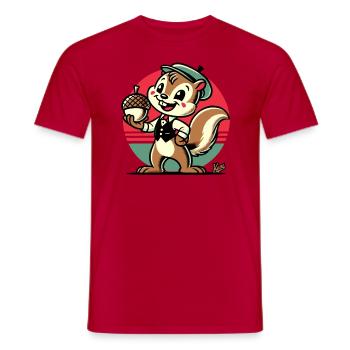 Squirrel with hazelnut - Men's T-Shirt - red - Front - AI Model Male 178 dark (178cm)