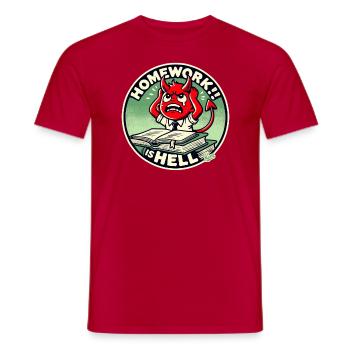 Kleiner Teufel Schuljunge in Hausaufgaben Hölle - Männer T-Shirt - Rot - Vorne - AI Model Male 178 dark (178cm)