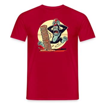 Pancake monkey – chaos with syrup - Men's T-Shirt - red - Front - AI Model Male 178 dark (178cm)