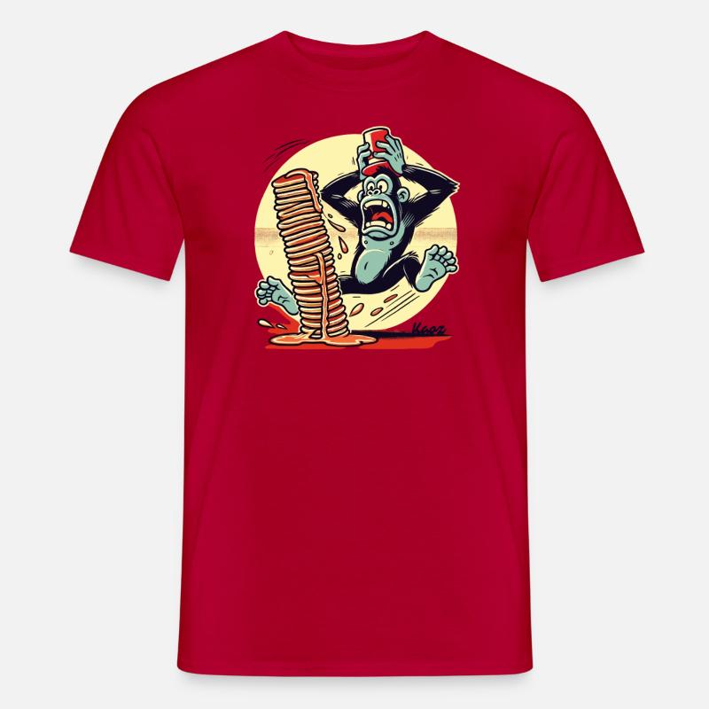Pancake-Affe – Chaos mit Sirup - Männer T-Shirt - Rot