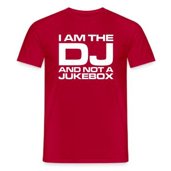 DJ : I am the DJ and not a jukebox - T-shirt homme - rouge - Devant - AI Model Male 178 dark (178cm)