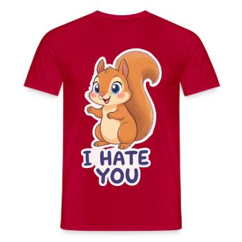 Kawaii Eichhörnchen – I Hate You Cartoon - Männer T-Shirt - Rot - Vorne - AI Model Male 178 dark (178cm)