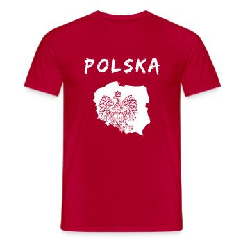 Poland Polska Flag Coat of Arms Football Fan Eagle - Men's T-Shirt - red - Front - AI Model Male 178 dark (178cm)