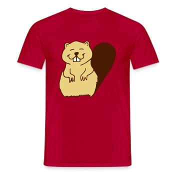 Biber - Männer T-Shirt - Rot - Vorne - AI Model Male 178 dark (178cm)