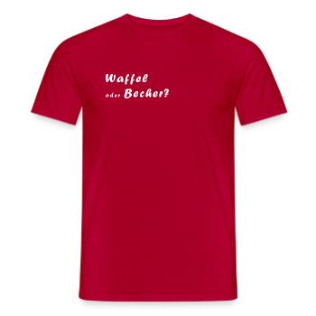 Eisdiele - Waffel oder Becher für's Eis - Männer T-Shirt - Rot - Vorne - AI Model Male 178 dark (178cm)