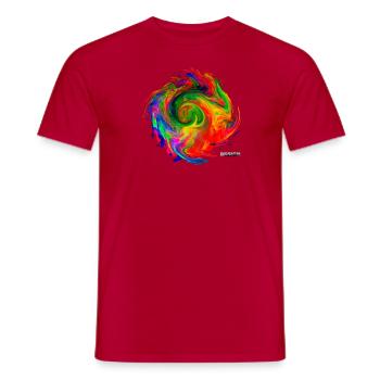 « Tornado2.4 » par Acryl Galerie & Design - T-shirt homme - rouge - Devant - AI Model Male 178 dark (178cm)