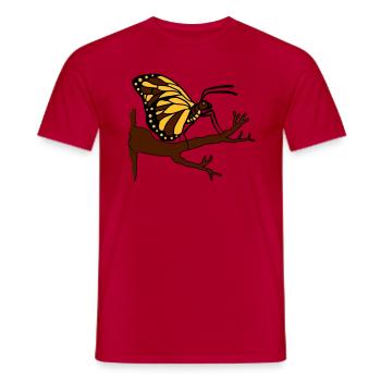 schmetterling auf ast baum wald insekt fluegel - Männer T-Shirt - Rot - Vorne - AI Model Male 178 dark (178cm)