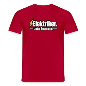 Elektriker. Unter Spannung. – Lustiger Elektriker  - Männer T-Shirt - Rot - Vorne - AI Model Male 178 dark (178cm)