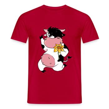 Kuh Blume Kühe Rind Rinder Rindvieh - Männer T-Shirt - Rot - Vorne - AI Model Male 178 dark (178cm)