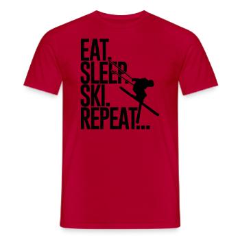 Eat. Sleep. Ski. Repeat... - T-shirt homme - rouge - Devant - AI Model Male 178 dark (178cm)