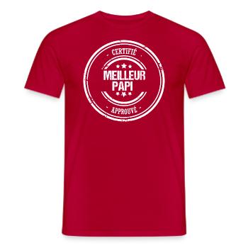 Papi - Cadeau - Meilleur - Certifié - Approuvé - T-shirt homme - rouge - Devant - AI Model Male 178 dark (178cm)