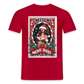 Noël - T-shirt homme - rouge - Devant - AI Model Male 178 dark (178cm)