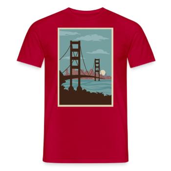 Golden Gate of San Francisco, vintage illustration - Men's T-Shirt - red - Front - AI Model Male 178 dark (178cm)