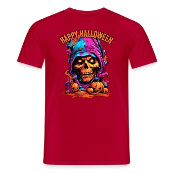 Conception du crâne d’Halloween 10.1 - T-shirt homme - rouge - Devant - AI Model Male 178 dark (178cm)