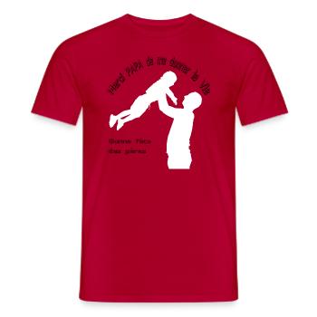 Merci papa de donner la vie , bonne fête des pères - T-shirt homme - rouge - Devant - AI Model Male 178 dark (178cm)