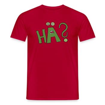 Hä? - Männer T-Shirt - Rot - Vorne - AI Model Male 178 dark (178cm)