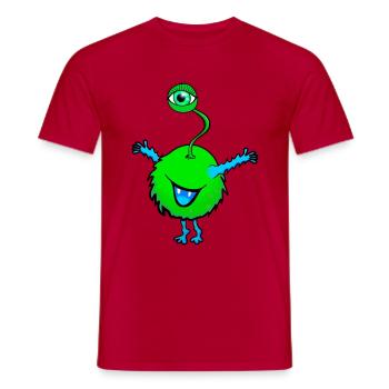 vert monstre avec un oeil - T-shirt homme - rouge - Devant - AI Model Male 178 dark (178cm)