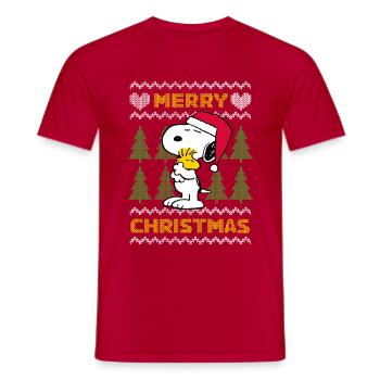 Peanuts Snoopy Weihnachten Ugly Christmas - Männer T-Shirt - Rot - Vorne - AI Model Male 178 dark (178cm)