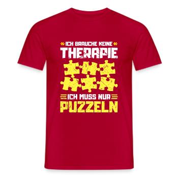 Lustiges Puzzle - Männer T-Shirt - Rot - Vorne - AI Model Male 178 dark (178cm)