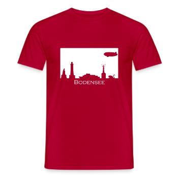 Lac de Constance | Silhouette remplie | blanc - T-shirt homme - rouge - Devant - AI Model Male 178 dark (178cm)