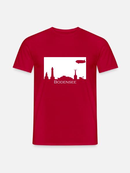 Bodensee | Filled Silhouette | Weiß - Männer T-Shirt - Rot