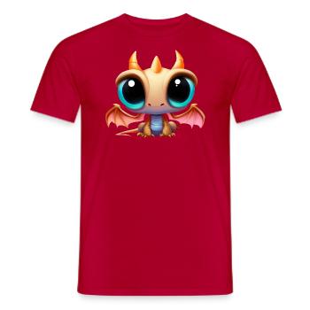 Niedlicher Drache mit großen Augen - Männer T-Shirt - Rot - Vorne - AI Model Male 178 dark (178cm)