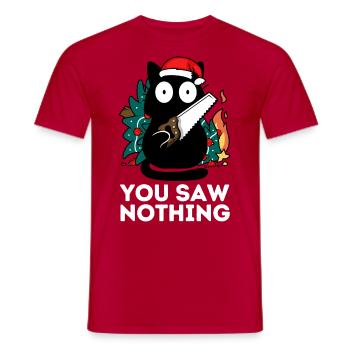 Weihnachten - Du hast nichts gesehen - Katzentannenbaum - Männer T-Shirt - Rot - Vorne - AI Model Male 178 dark (178cm)