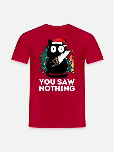 Weihnachten - Du hast nichts gesehen - Katzentannenbaum - Männer T-Shirt - Rot
